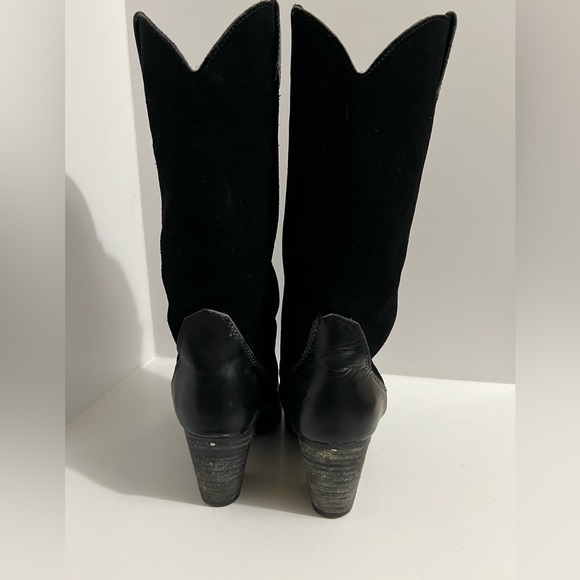 Vintage Black on Black All Leather Cowboy Boots - Size 8 - Picture 4 of 14